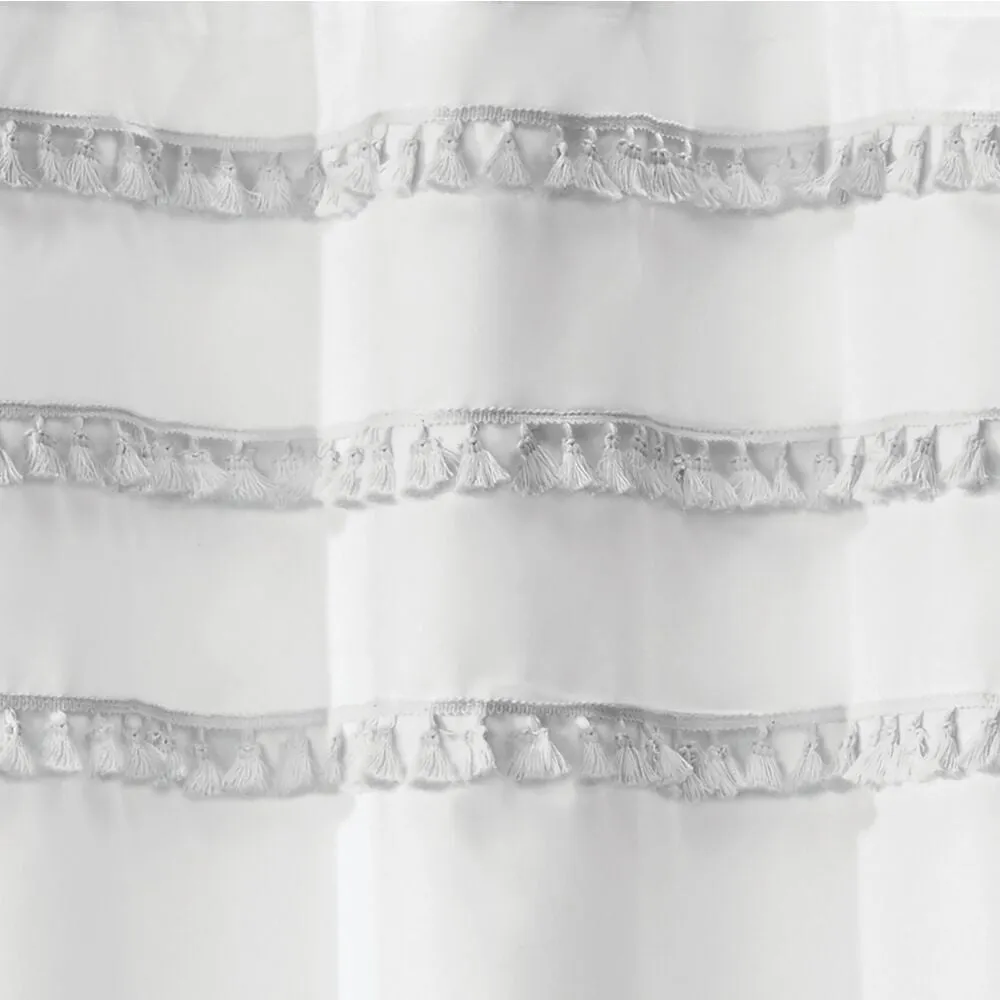 Tassel Shower Curtain White/Gray