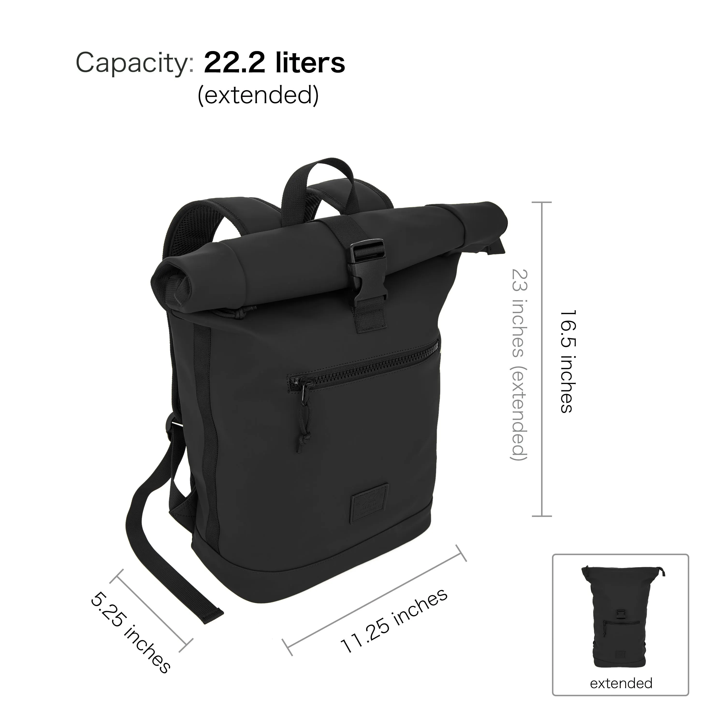 X RAY Men's Women's Waterproof Expandable Roll Top Backpack for Unisex